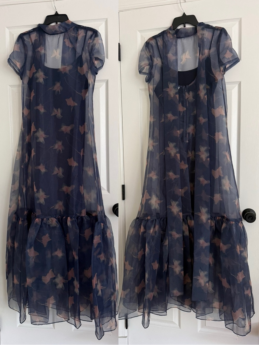 STAUD Calluna Maxi Dress Detachable Slip Botanical Navy Blue NEW with tags - Picture 3 of 11